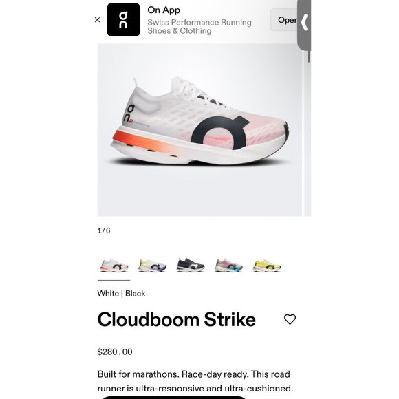 ON Cloud Cloudboom Strike Roadrunner White Orange Running Sneakers Men Size 6 main image 11